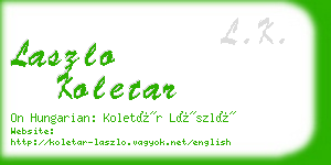 laszlo koletar business card